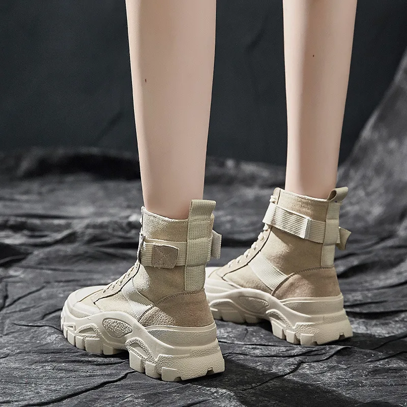 Koovan/женские ботинки Женская обувь Сезон осень Дышащая 2019 новые сапоги с толстой