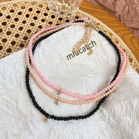 2022 woman necklace gold jeweler gothic bohemian style colorful bead colorful shell double layer clavicle chain korean fashion