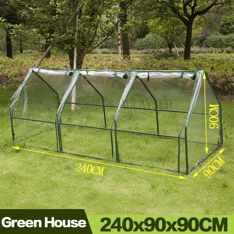 

AULAYSED 240x90x90CM Household Plant Greenhouse Durable Insulation Flowers Zipper Mini Garden Cover (With Iron Frame)