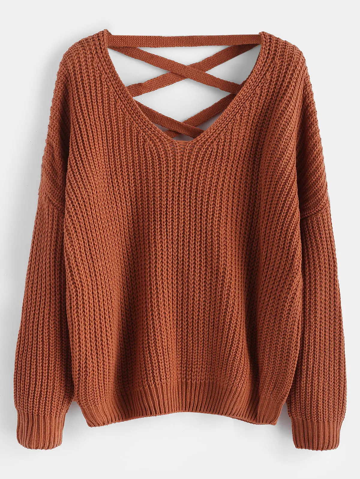 ZAFUL женский джемпер Повседневный свитер с заниженным плечом и v-образным вырезом