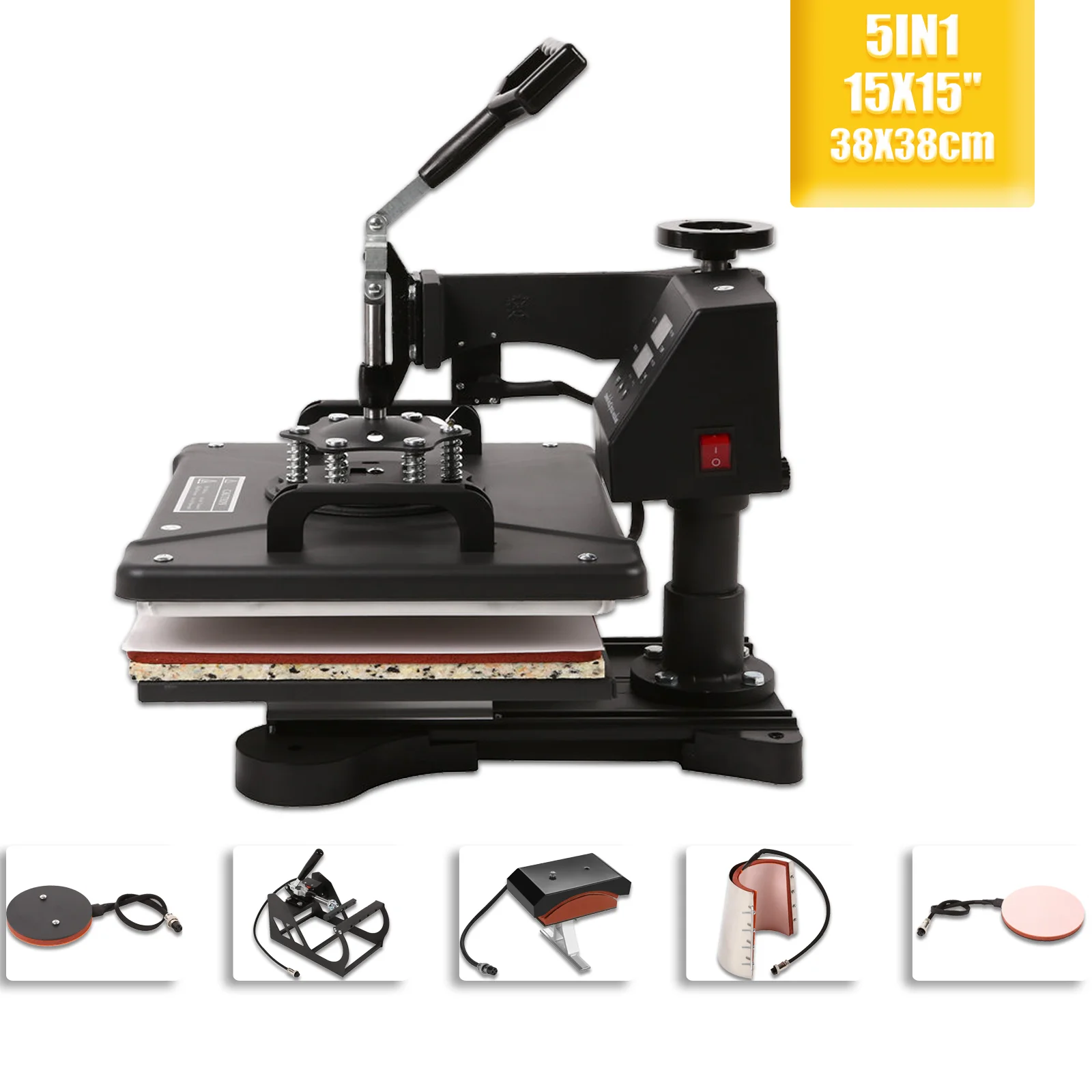 Термопресс 5 в 1 многофункциональный Железный пресс для бейсбольной кепки 38 х38 см