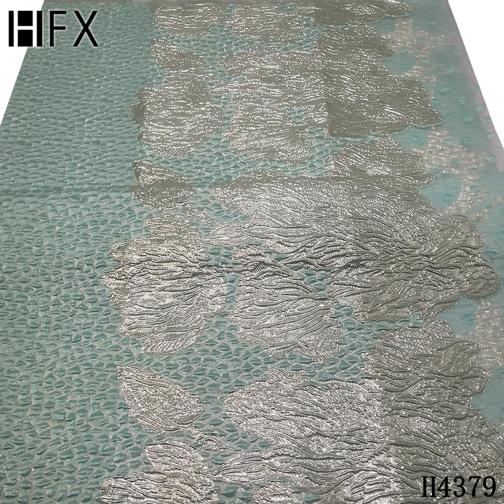 

HFX Latest African Brocade Jacquard Lace Fabric French Mesh Cloth Nigerian Tulle Net Material For Sewing wedding Dress H4379