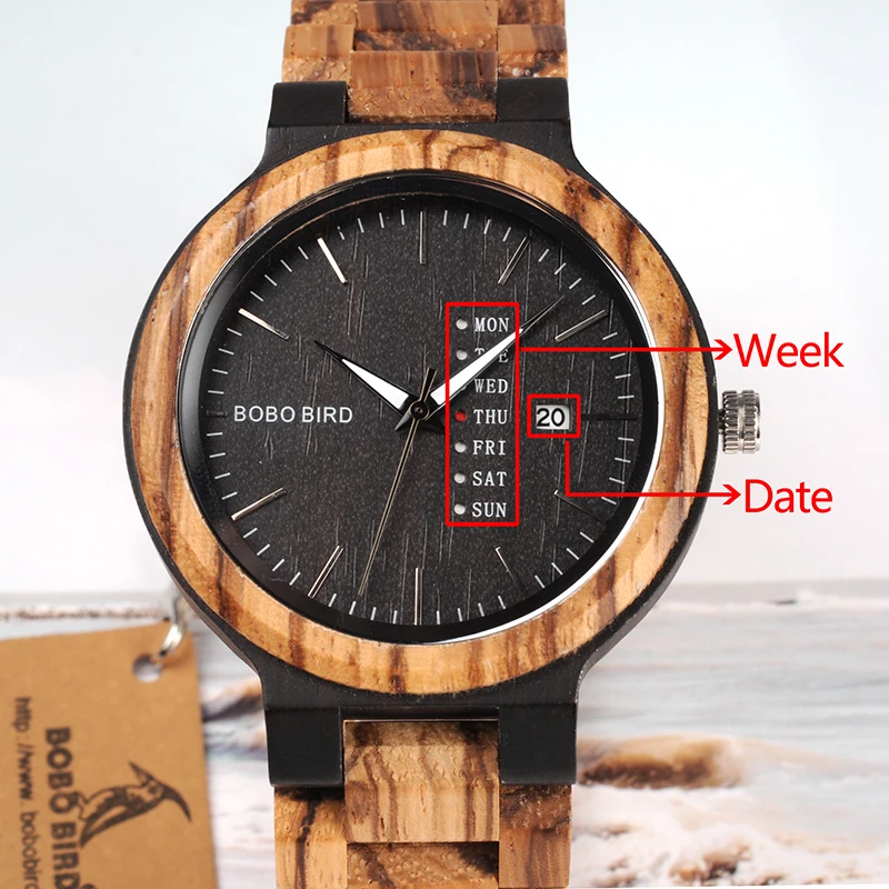 

Relogio Masculino Wood Watch Men Erkek Kol Saati Week Display Date Japan Quartz Men' Watches Accept Logo Drop Shipping