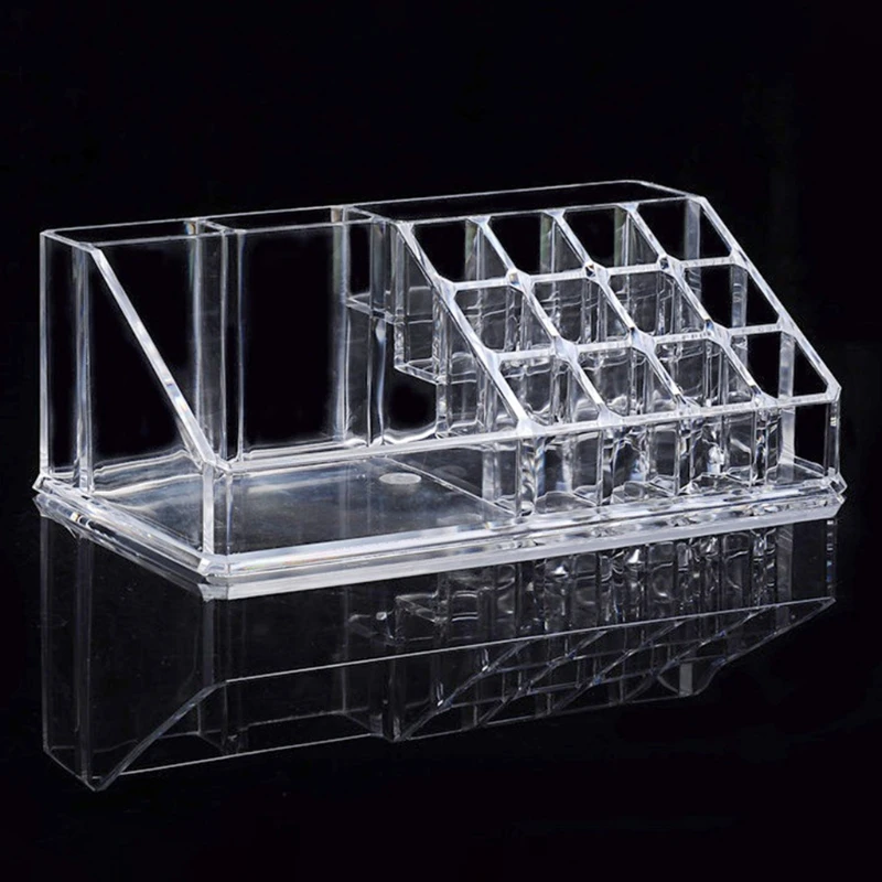 

16 Spaces Clear Acrylic Tabletop Makeup Container Lipstick Holder Transparent Plastic Cosmetic Storage Box Organizer wholesales