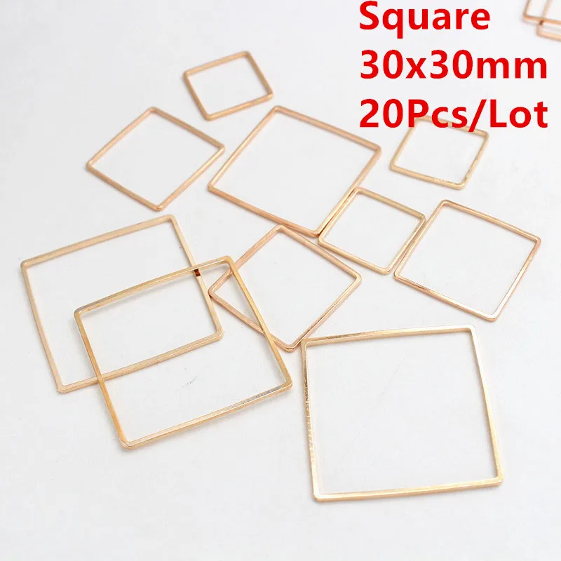 30mm kc square 20 шт./лот KC золотые кольца для DIY Изготовление сережек круглая серьга круга кулон ювелирные аксессуары фурнитура 20 мм 25 мм 35 мм 40 мм - Цвет: 30mm kc square