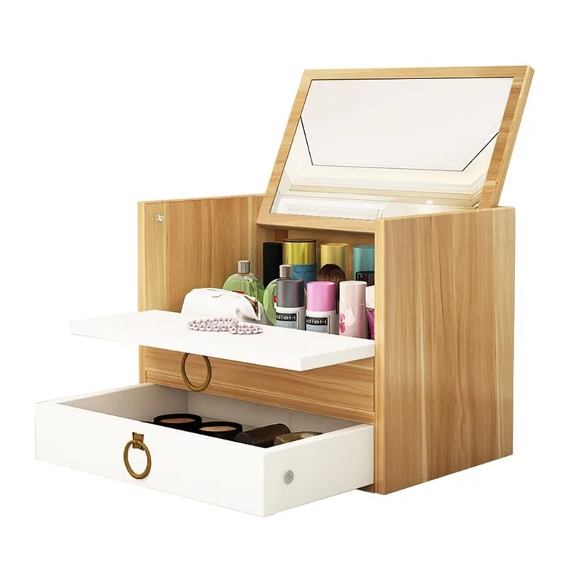 Большой деревянная косметическая коробка для хранения домашних настольных с
