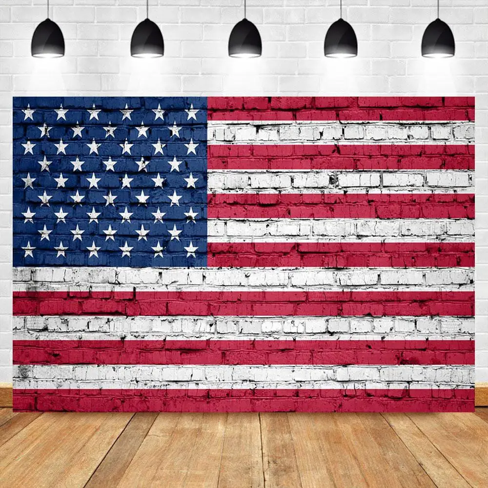 

Фотофон Nitree с американским флагом кирпичной стеной День Независимости 4 июля фото фон