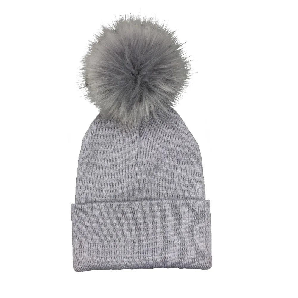 Зимние женские шапки Skullies шерстяные с помпоном меховые пушистые ponpon вязаная