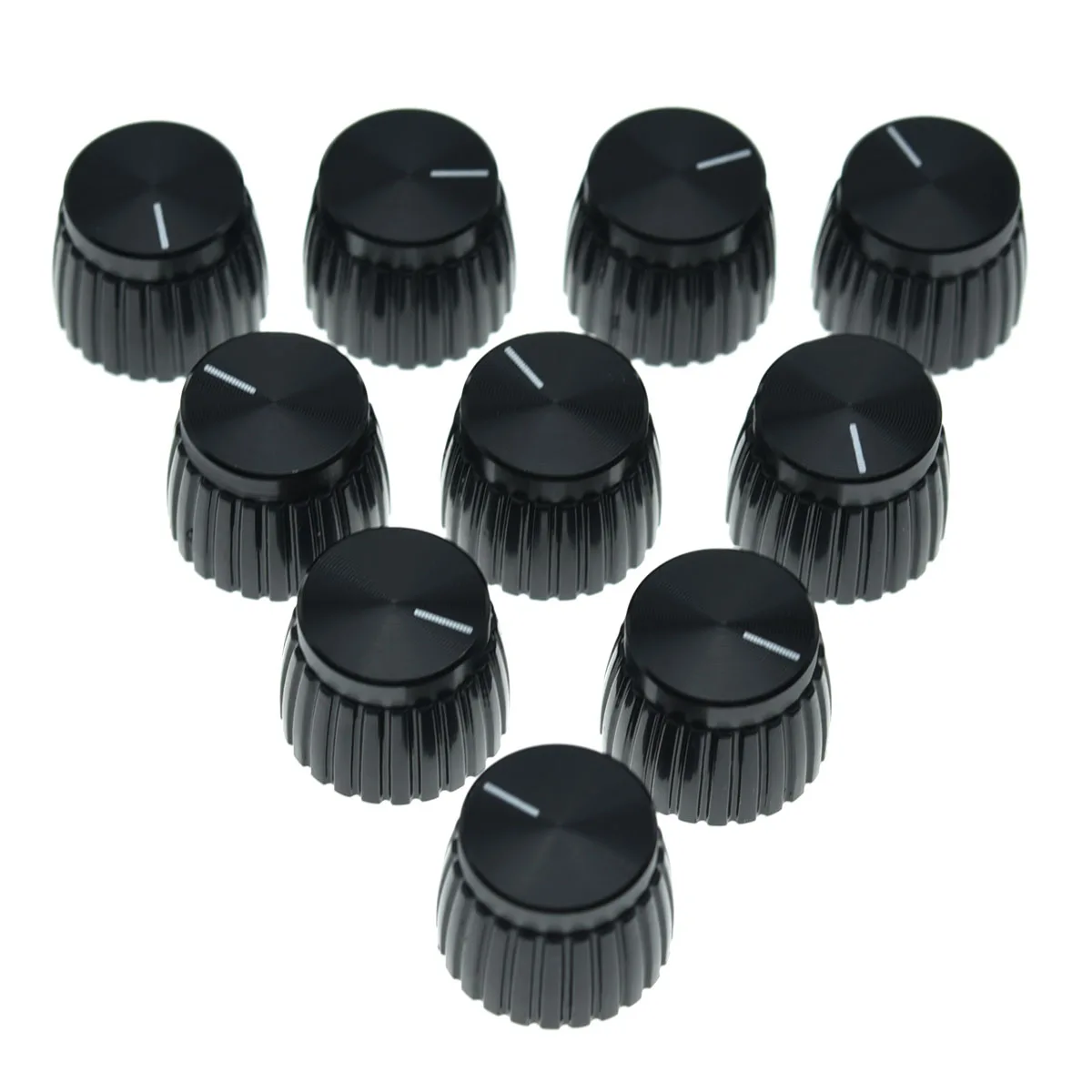 

10x Amplifier Knobs Black+Black Cap Push on Knobs for Marshall Amplifier AMP Knob