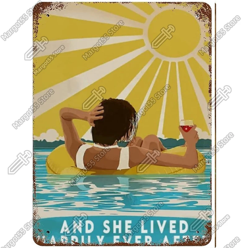 

Swimming Beach Metal Tin Sign,Live In The Sunshine Swim In The Sea,Retro Wall Decor for kithchen Bathroom Bar Cafe Pub Outdoor