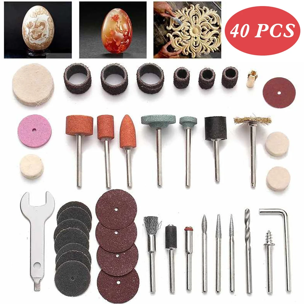 

NEW Upgrade 40Pcs Rotary Power Tool Accessory Set For 1/8'' Shank Sanding Grinder Polish Kits For Dremel Accessory