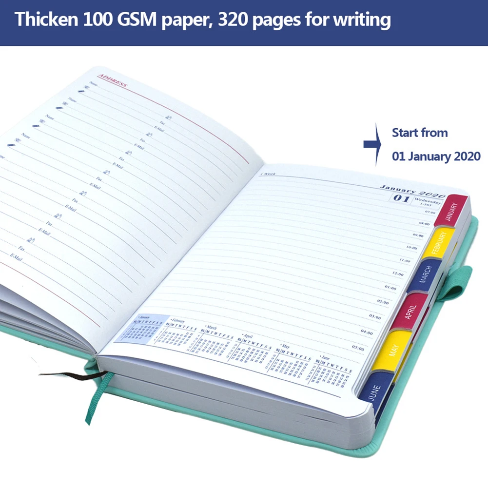 

Thicken Notebook Calendar Daily Schedule Jan-Dec Gift A5 Bookmark Line Monthly Planner 320 Pages With Pen Holder Agenda Journal
