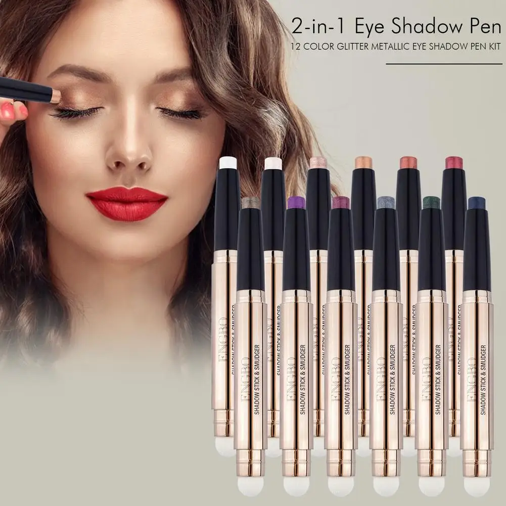 

12 Color Eyeliner Pen Set Glitter Metallic Eye Shadow Pencil Kit