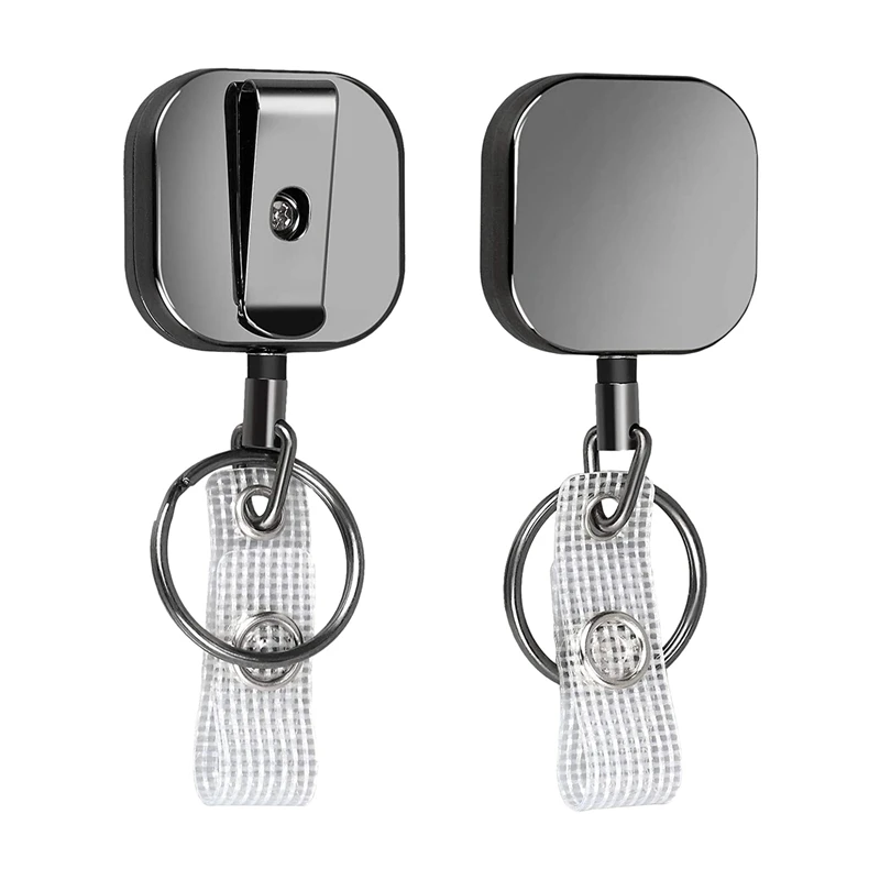

Uclio 2 Pack Small Heavy Duty Retractable Badge Holders Reel, ID Badge Holders with Belt Clip Key Ring for Name Card Keychain