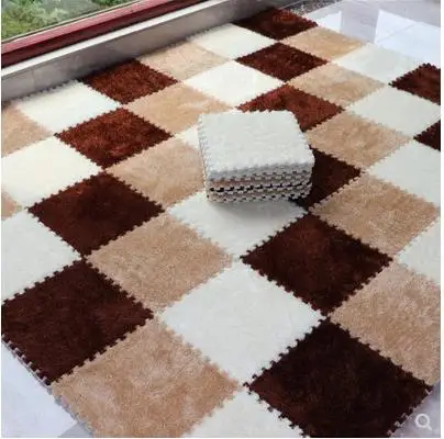 

Spliced suede net red carpet puzzle foam floor mat bedroom full floor mat