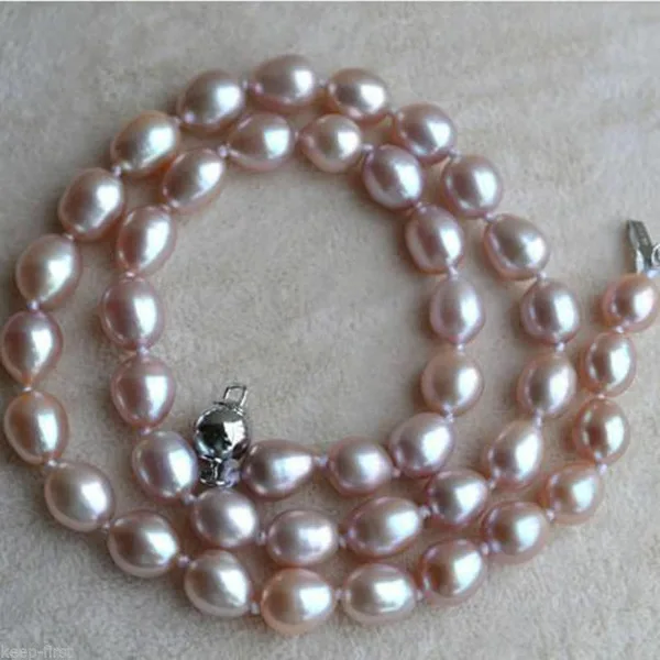 

Women's 7-8mm Natural Purple Cultural Freshwater Rice Pearl Necklace 18" AAA