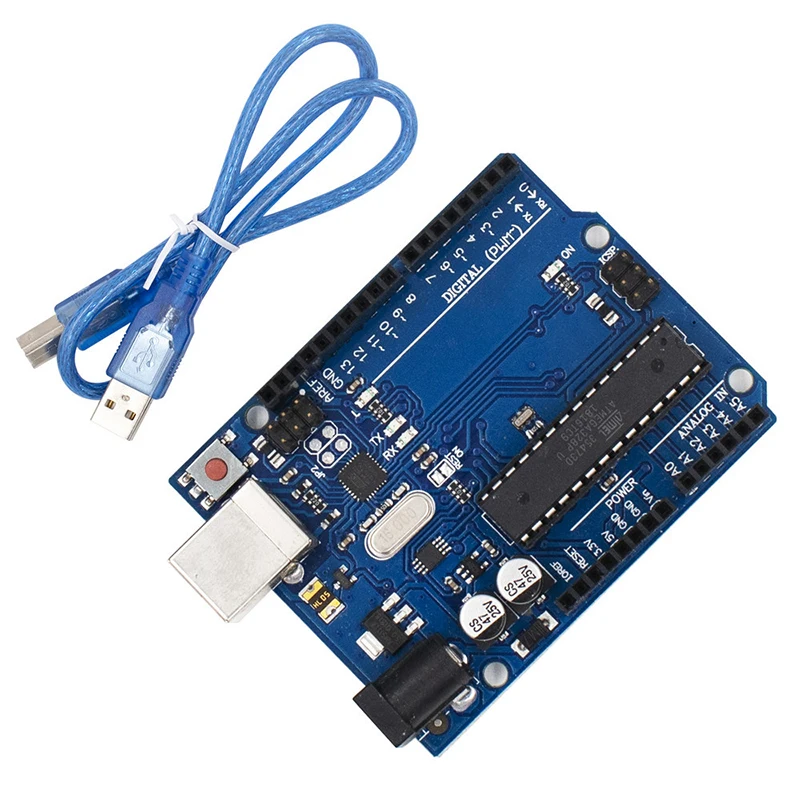

1 компл. Высококачественный Uno R3 Officiële ATMEGA16U2 + MEGA328P чип для Arduino Uno R3 макетная плата + Usb кабель