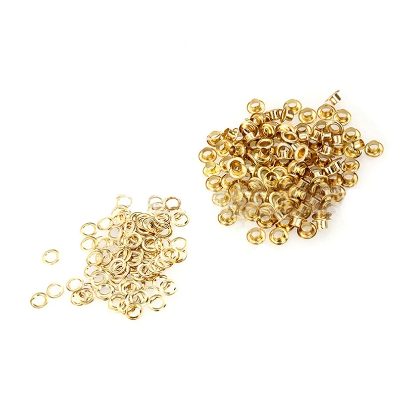 

2000 Sets of Metal Eyelet Buttonhole Kit 5mm Eyelets with Gasket Suitable for Canvas Clothes and Leather DIY Craft Gold
