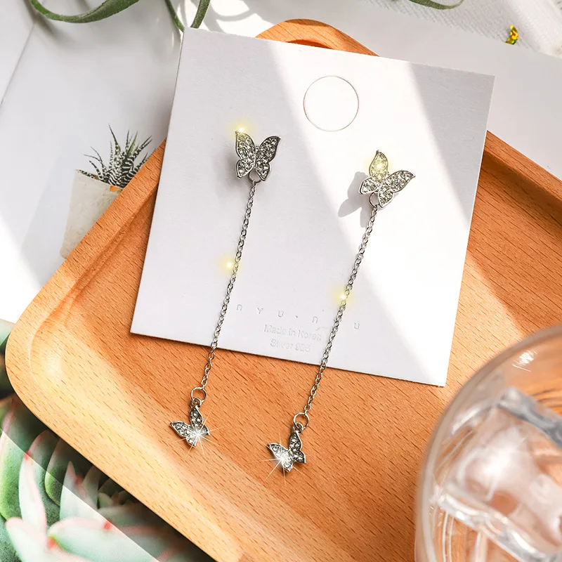 Модные изысканные длинные серьги бабочки с кристаллами HHSPPF XY в стиле бохо