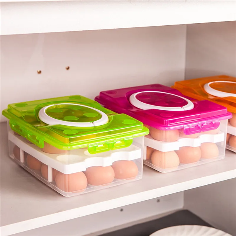 24 Grid Double layer egg box Food Container Storage boxes kitchen accessories Crisper Refrigerator tools fresh eggs holder | Дом и сад