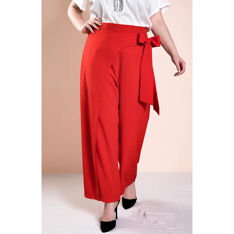 Брюки-Капри женские длинные свободного покроя с бантом и высокой талией | Женская