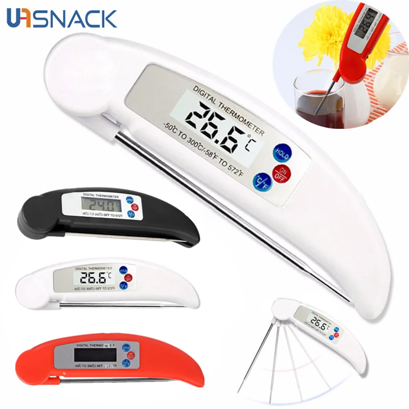 

TS-90 Foldable Food Thermometer with Probe Digital Food BBQ Meat Oven Kitchen Thermometer Cooking Water Oil Temperature Testing