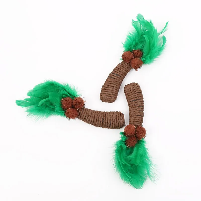 Pet Playing Toy Coconut Tree-shaped Grinding Claw For Cats Paper Rope Woven Trunk And Feather Leaves New | Дом и сад
