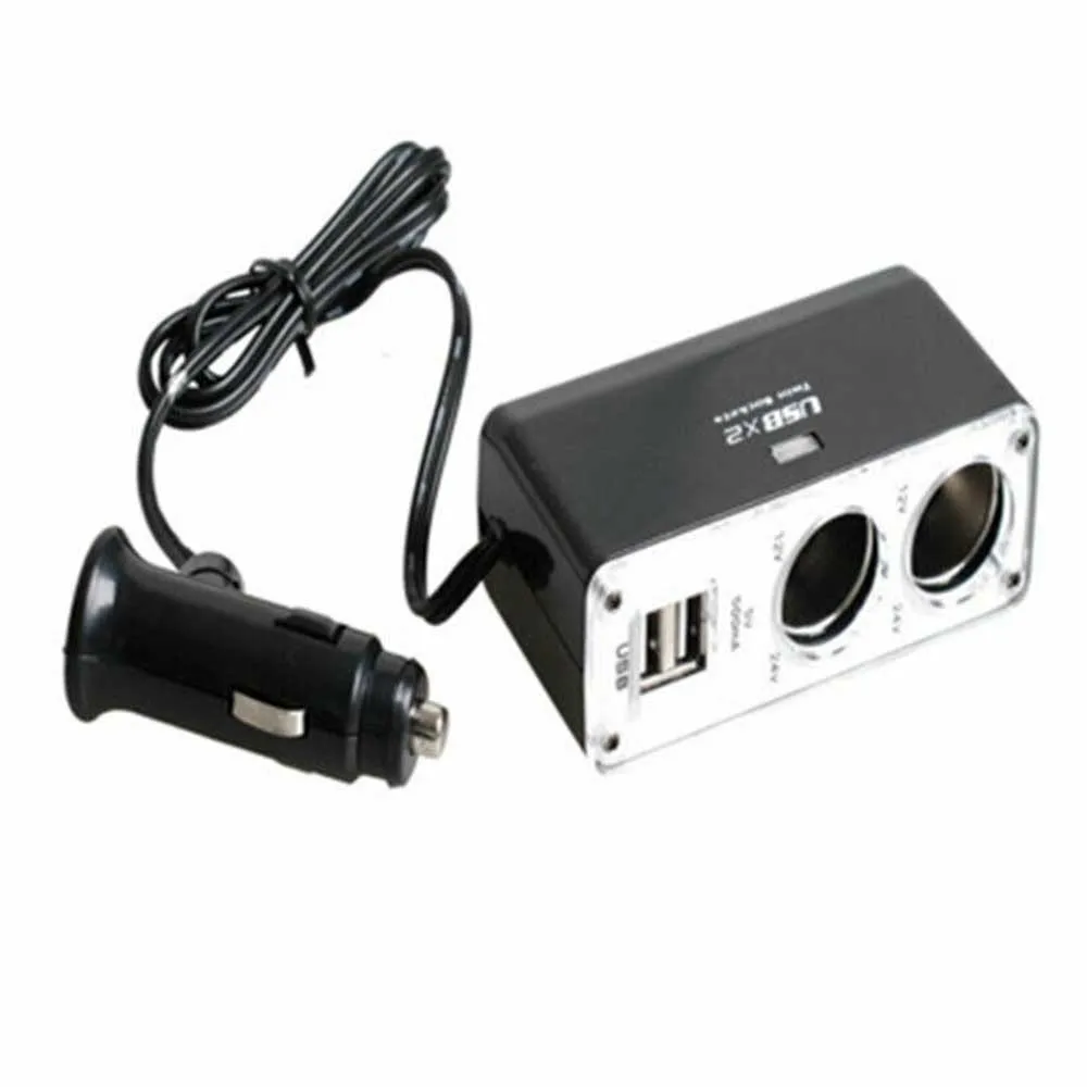

Twin Port Car Cigarette Lighter Power Socket Adapter USB 2 Way Charger