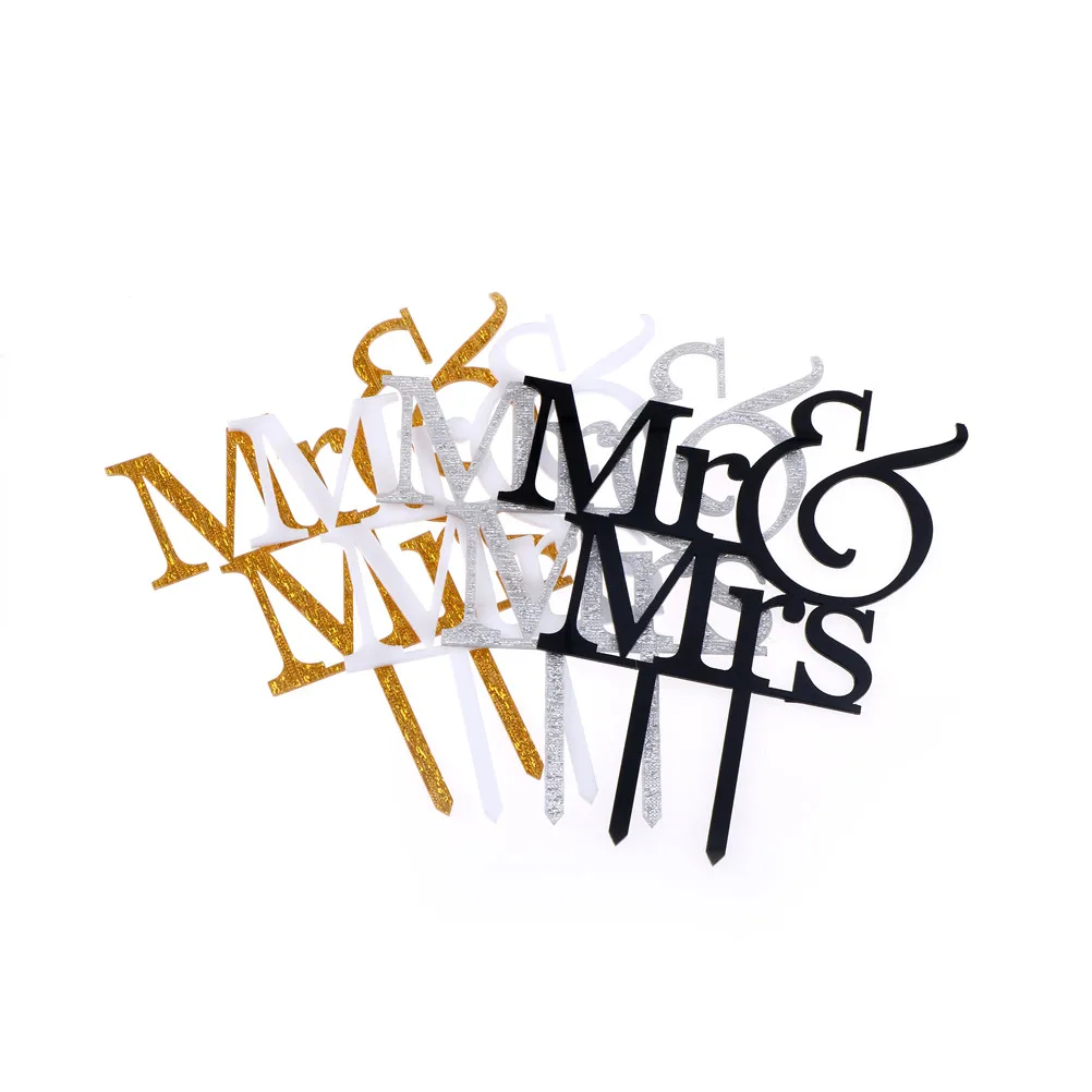 1 шт. 4 цвета праздничные вечерние украшения для торта Mr & Mrs романтичный акриловый