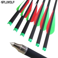 12pcs archery carbon arrows 8 8mm 4 fletching red white green bolts for crossbow arrows hunting