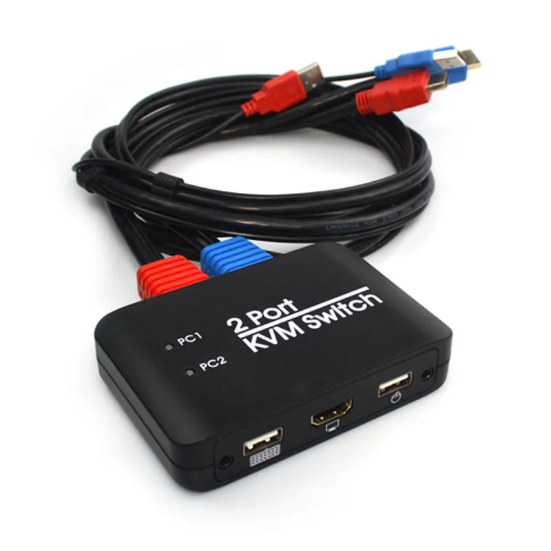 AY86 2 портовый квм переключатель HDMI 0 в 1 выход с кабелем для двух мониторов