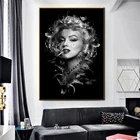 Плакат с изображением черно-белых девушек Мэрилин Монро и курения, портрет, холст, живопись