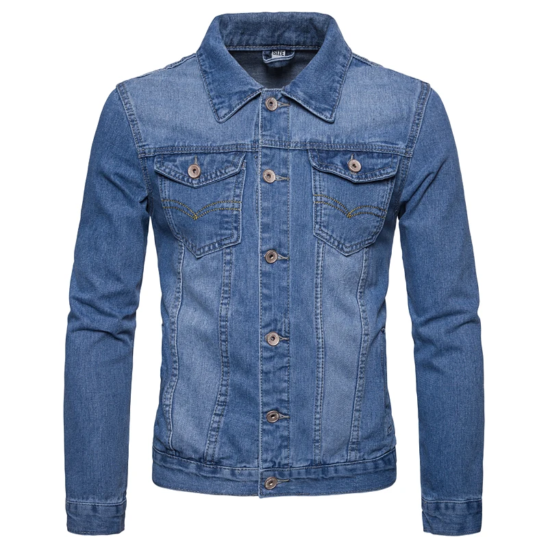 

Men's new denim jacket 2021autumn classic blue solid color jacket fashion casual high-end cotton scratch coat men's brand jacket