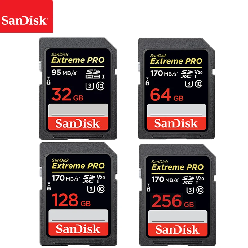 Карта памяти Sandisk Extreme Pro SD класс 10 U3 170 ГБ 128 макс. скорость чтения 256 | Компьютеры и