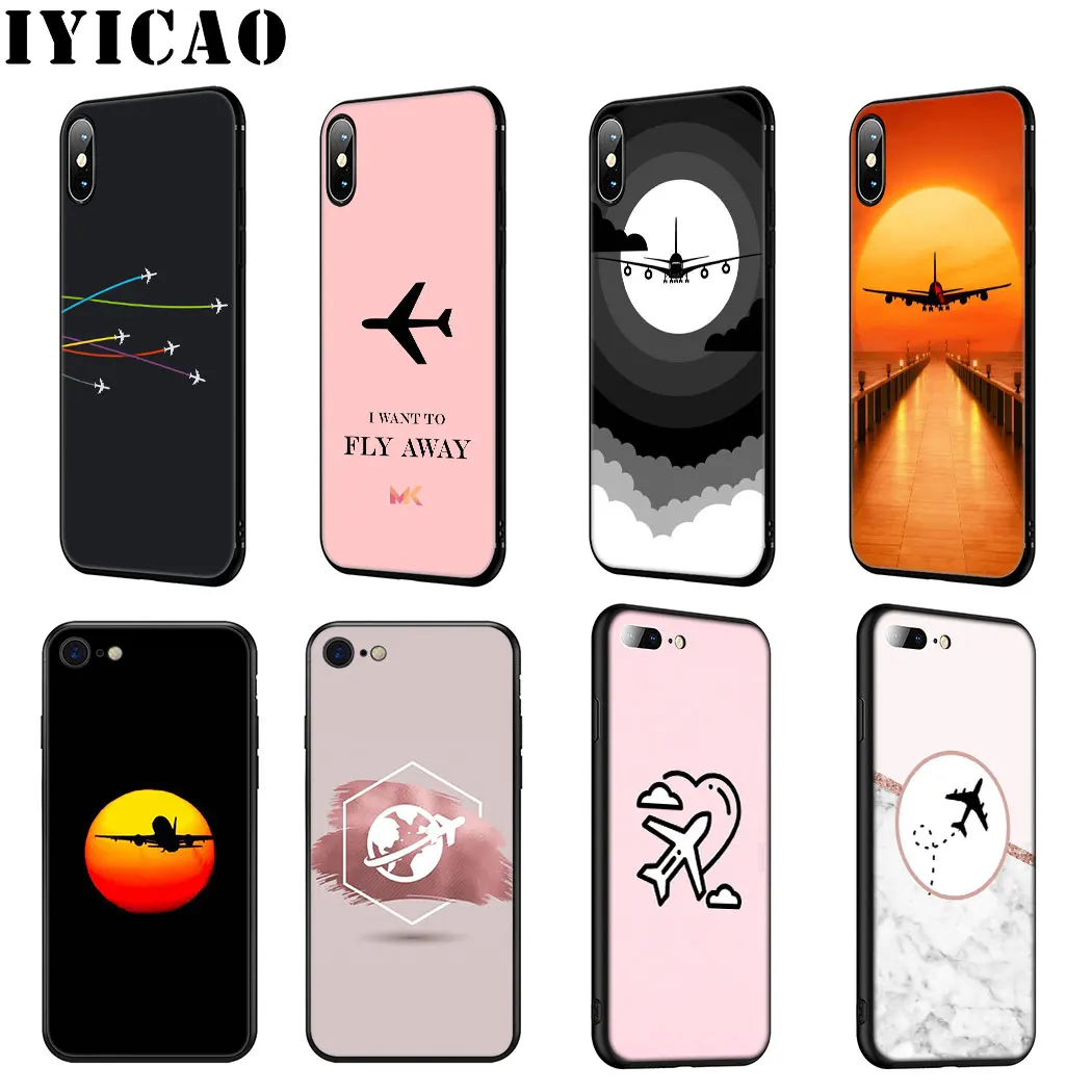 Роскошный мягкий силиконовый чехол IYICAO Airplane для iPhone 11 Pro Max XR X XS 6 6S 7 8 Plus 5 5S SE |