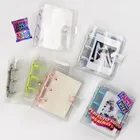 Прозрачный блестящий мини-карман с 3 кольцами, Женский блокнот, журнал, ежедневник, сделай сам, фотокнига, корейские школьные канцелярские принадлежности