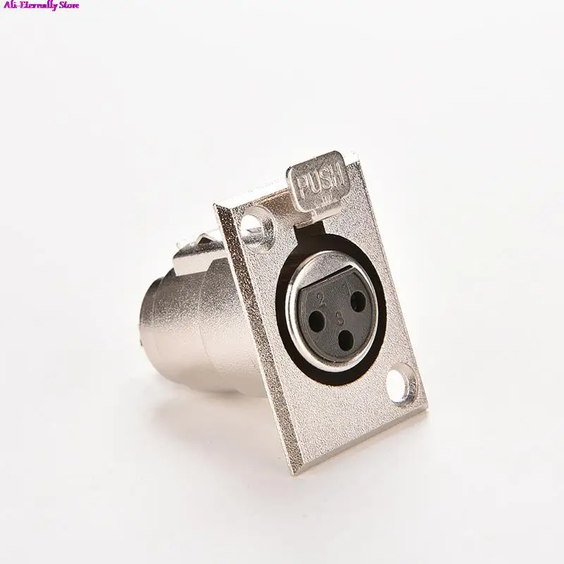 

1pcs 3Pins XLR Connector Female Jack Socket Panel Mounted Type Chassis Square Shape Metal Housing
