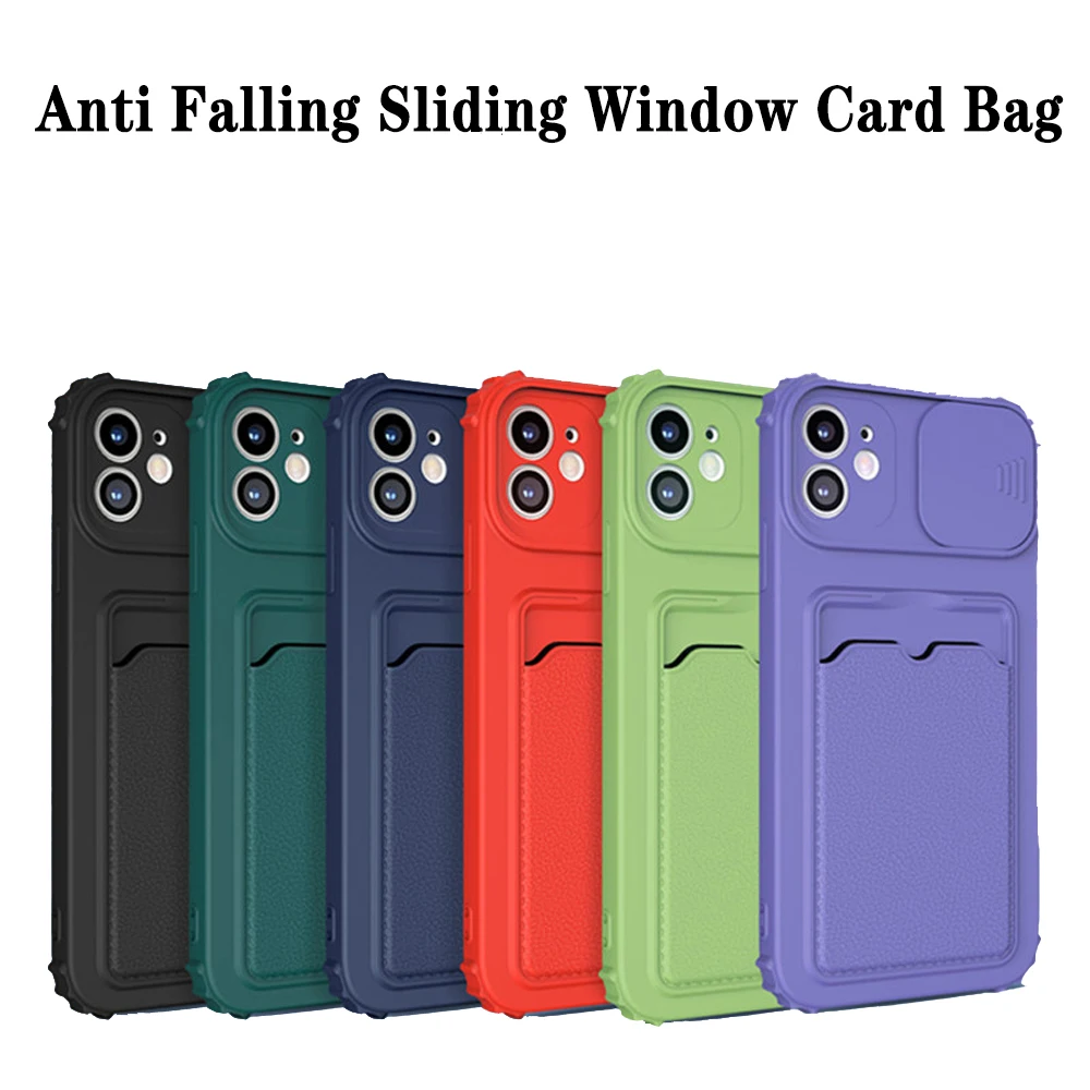 

Anti-Fall Case For Huawei Y7A Y9Prime 2019 Y5P Y6P Honor9X 9S Enjoy10Plus Push Window Card Bag Lens Camera Protection Back Cover