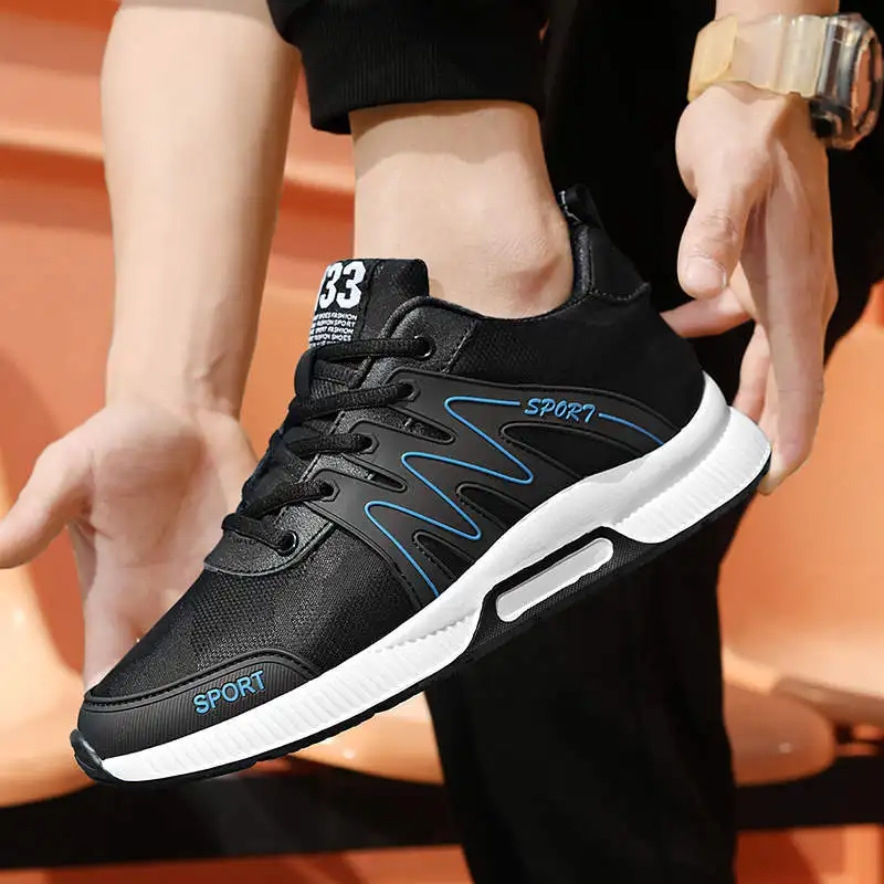 

Breathable Sport Shoes Men Lace Up Summer Sneakers Hidden Heels Mens Running Sneakers Low Top Plus Size Men's Sports Shoes 160G