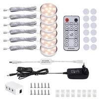 AIBOO LED Under Cabinet Puck Light Under Counter Lights With Wireless Timer Remote Dimmable for kitchen Shelf Furniture Lighting