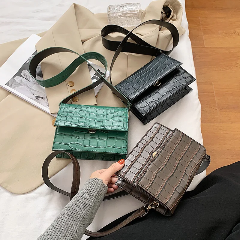 

Stone Pattern PU Leather Crossbody Bags For Women 2021 Small Messenger Bag Lady Flap Shoulder Bag Luxury Handbag and Purse bolso