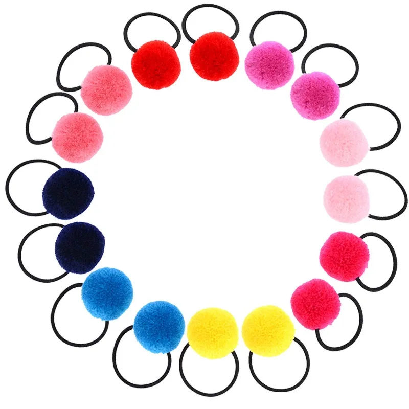 2 шт./лот пушистые повязки для волос с помпонами аксессуары на голову резинки