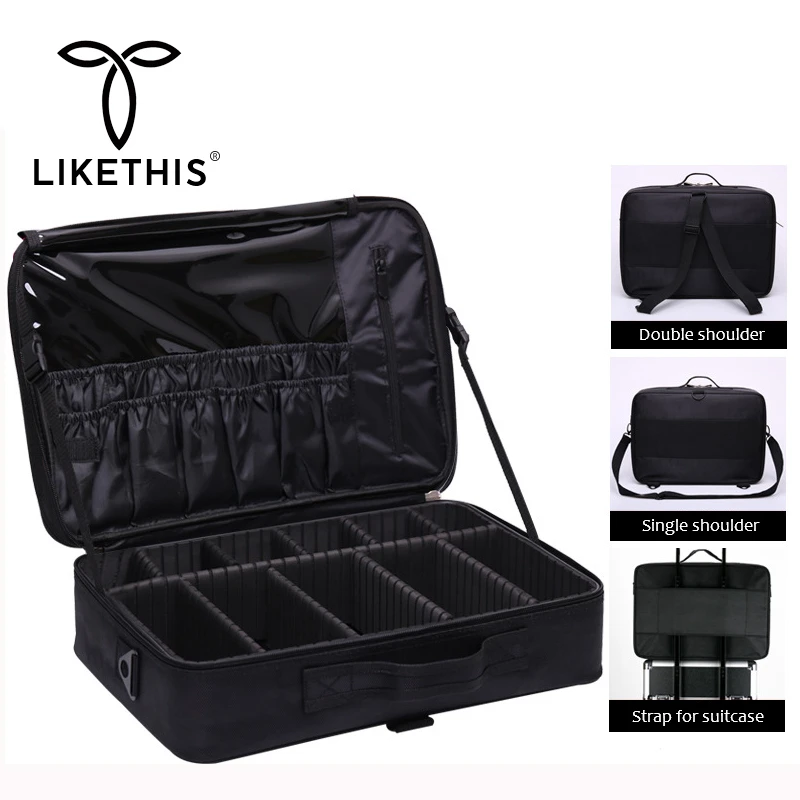 Какэто двухслойные большой косметический кейс для макияжа путешествий Сумка