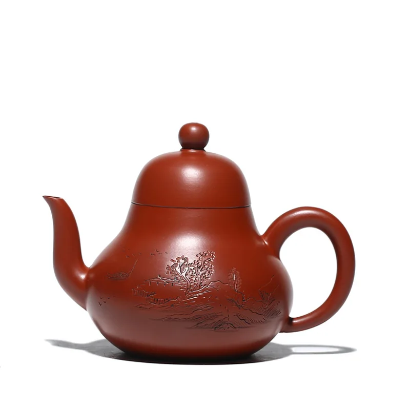 

Yixing Zisha pot siting pot raw ore Dahongpao hand painted sand in the rain