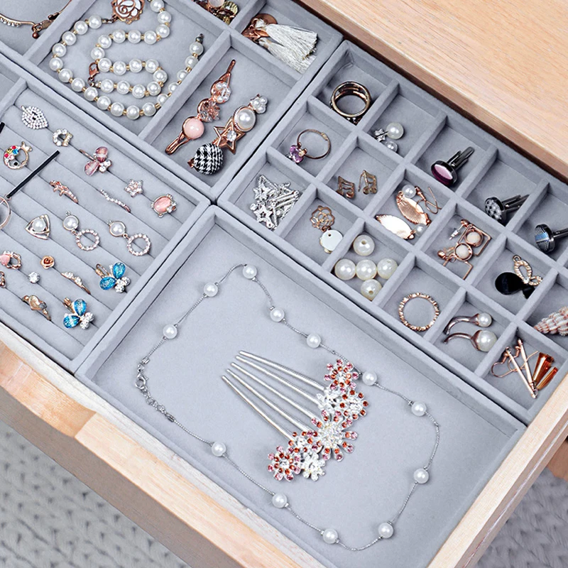 Универсальный органайзер для ювелирных изделий бархатный лоток держатель