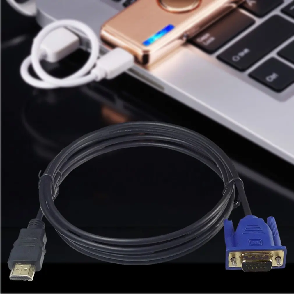 3/5 м позолоченные разъемы HDMI Мужской к VGA HD-15 Кабель-адаптер Шнур для DVD HDTV надежный