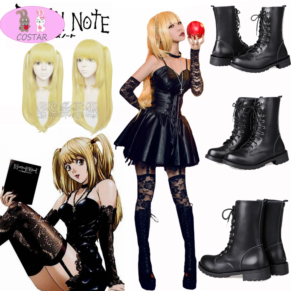 

Костюм для косплея аниме «Death Note Misa Amane», пикантный кружевной черный топ-труба из искусственной кожи, Униформа, наряд, костюм Амана, Миса