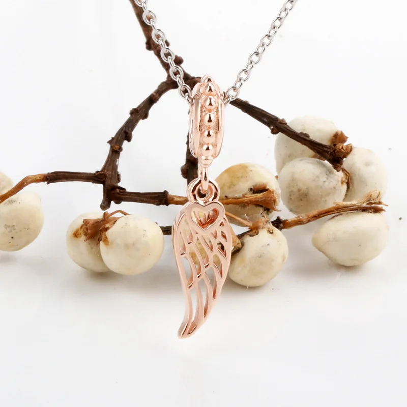 

S925 Sterling Silver New Angel Wing Pendant Fit Original Charms Bracelet