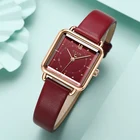 Часы наручные Julius женские с кожаным ремешком, элегантные японские кварцевые маленькие квадратные модные, Подарочная коробка для девушек на день рождения