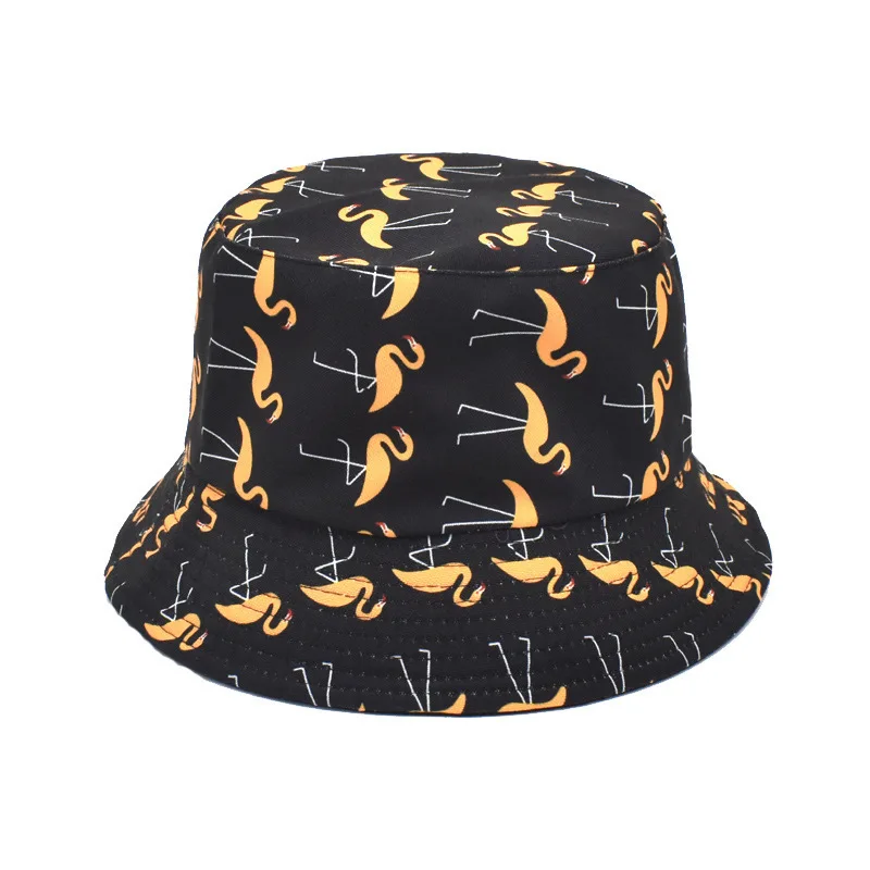 New Double-Sided Fisherman Hat Fashion Summer Ladies Sun Visor tide Bird Print Wild Basin Hip Hop Bucket Universal | Аксессуары для